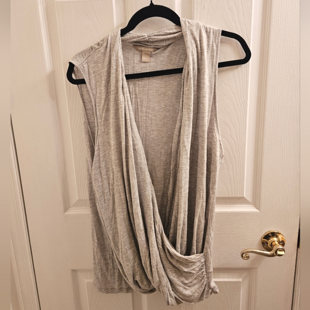 Elegant Gray Drape Front Top
